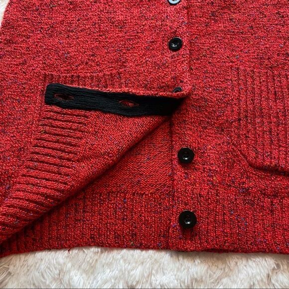 Draper’s & Damon’s Buttoned Red Tweed Cardigan Sweater Size Large - Picture 7 of 11